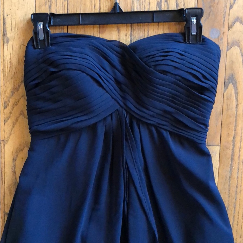 Bill Levkoff Navy Blue Strapless Dress Gown 4